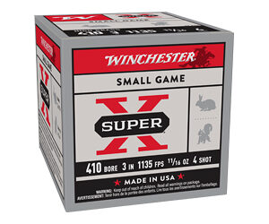 Winchester Super-X High-Brass Shotshells .410 ga 3" MAX 11/16 oz 1135 fps #4 25/ct