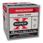 Winchester Super-X Small Game ammunition box for 410 bore, 2 1/2 inch, 1/2 oz shot.
