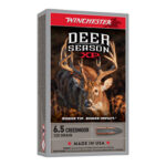 Box of Winchester Deer Season XP ammo for 6.5 Creedmoor, 125 grain, Made in USA, featuring a deer on the front