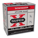 Winchester Super-X Upland Game shotgun ammunition box, 12 gauge, 2-3/4 in, 1 oz, 8 shot, 1290 fps.