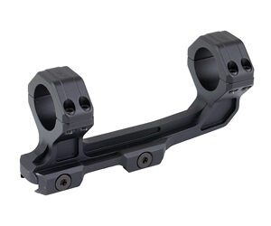 Black two-ring rifle scope mount with cantilever base and mounting screws for rail attachment