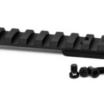 Black Picatinny rail segment with accompanying mounting screws and nuts.