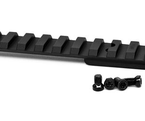 Black Picatinny rail segment with accompanying mounting screws and nuts.