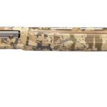 Desert camouflage bolt-action rifle with a long barrel and synthetic stock, designed for hunting.
