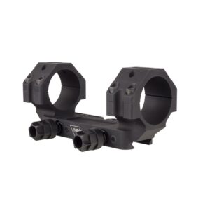 Black dual rifle scope ring mount with two rings and mounting screws for attaching a scope