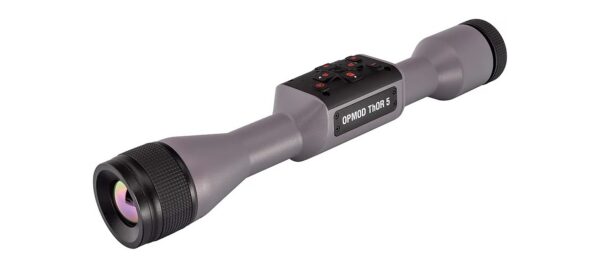 OPMOD THOR 5 handheld monocular with keypad controls and a large front lens, used for night vision or scouting.