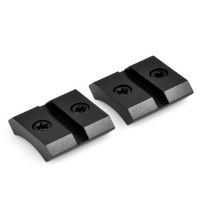 Three black plastic mounting clips with screws, arranged in a row on a white background.