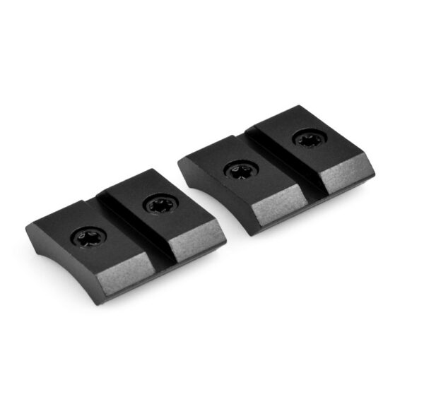 Three black plastic mounting clips with screws, arranged in a row on a white background.