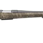 Camouflage-stock lever-action rifle with a long barrel.