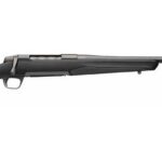 Bolt-action rifle with a black synthetic stock shown in profile on a white background.