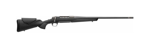 Bolt-action rifle with a black synthetic stock shown in profile on a white background.