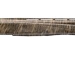 Long hunting rifle with brown camouflage finish and a long barrel, shown in profile on a white background