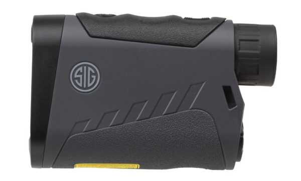 Compact SIG optical device with textured grip, shown in side profile.