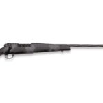 Long-barrel, camouflaged bolt-action rifle shown from the side against a white background.