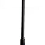 Black microphone stand with a horizontal top bar, set against a white background.