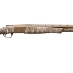 Camouflage side-by-side double-barrel shotgun with a camo-stock and ventilated forend.