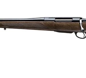 Lever-action rifle with wooden stock and long barrel
