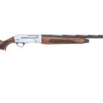 Long-barreled hunting rifle with a polished wooden stock and metal receiver.