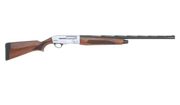 Long-barreled hunting rifle with a polished wooden stock and metal receiver.