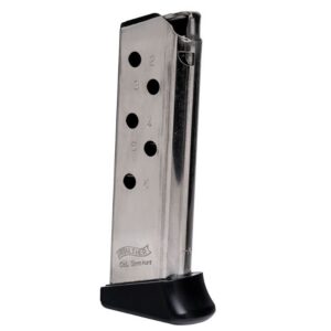 Walther PPK Magazine w/Finger Rest .380 ACP Nickel 6/rd