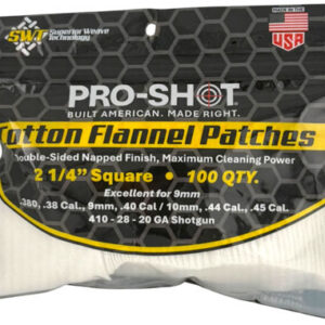 Pro-Shot 100% Cotton Flannel Patches .38-.45 Cal 100/ct