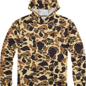 Browning Hooded Long Sleeve Tech Shirt Vintage Tan Camo M