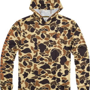 Browning Hooded Long Sleeve Tech Shirt Vintage Tan Camo 2XL