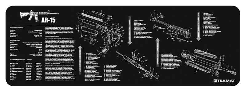 TekMat 12x36 Gun Cleaning Mat - AR-15 Black