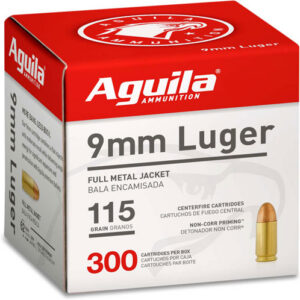 Aguila Handgun Ammunition 9mm Luger 115 gr FMJ 1150 fps 300/ct
