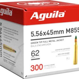 Aguila M855 Green Tip Rifle Ammunition 5.56mm 62gr FMJBT 3150 fps 300/ct