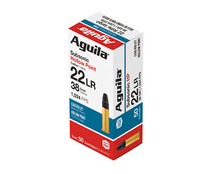 Aguila Subsonic Rimfire Ammunition .22 LR 38 gr. HP 1024 fps 50/ct