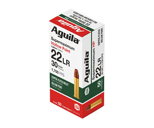 Aguila Super Maximum Rimfire Ammunition .22 LR 30 gr CP 1700 fps 50/ct