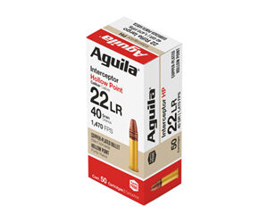 Aguila Interceptor Rimfire Ammunition .22 LR 40 gr HP 1470 fps 50/ct