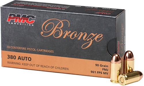 PMC Bronze Handgun Ammunition .380 ACP 90 gr FMJ 920 fps 50/ct