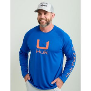 Huk Icon Crew Long Sleeve Shirt Ocean Blue 2XL