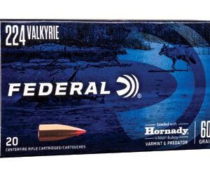 Federal Varmint & Predator Rifle Ammunition .224 Valkyrie  60 gr V-MAX 3300 fps 20/ct