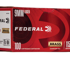 Federal Champion Training Handgn Ammunition 9mm Luger 115 gr FMJ 1125 fps 100/ct
