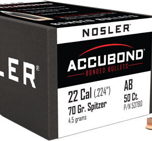Nosler AccuBond Rifle Bullets .22 cal .224" 70 gr SPTZ-ACB 50/ct