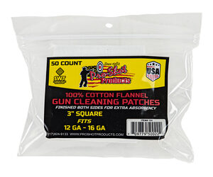 Pro-Shot 100% Cotton Flannel Patches 12-16ga. 50/ct