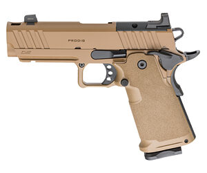 Springfield 1911 DS Prodigy Comp Handgun 9mm Luger 17(1) &20(1) Magazines 4.25" Barrel Coyote Brown Optic Ready