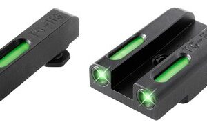 Truglo TFX Tritium/Fiber-Optic Day/Night Sights Fits GLOCK 17 / 17L 19 22 23 24 26 27 33 34 35 38 AND 39 - White Outline Front/Rear Green