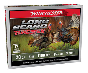 Winchester Long Beard Tungsten Shotshell 20ga 3" 1-9/16oz 1100 fps #9 5/ct