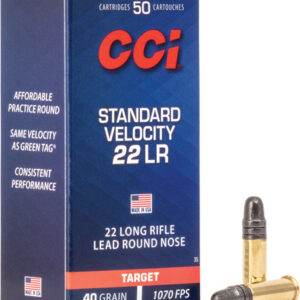 CCI Standard Velocity Rimfire Ammunition .22 LR 40 gr LRN 1070 fps 50/ct