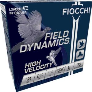 Fiocchi High Velocity Shotshells 12ga 2-3/4 1-1/4oz 1330 fps #8 25/ct