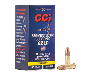 CCI Segmented HP Subsonic Rimfire Ammunition .22 LR 40 gr 1050 fps 50/ct