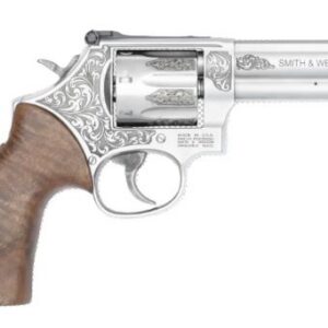 S&W Model 686 Plus Engraved Handgun .357 Mag/38 Spl 7rd Capacity 4.13" Stainless Barrel Walnut Grips