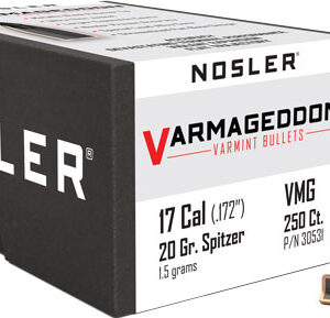 Nosler VarMageddon Rifle Bullets .17 cal .172" 20 gr FB-TIPPED 250/ct